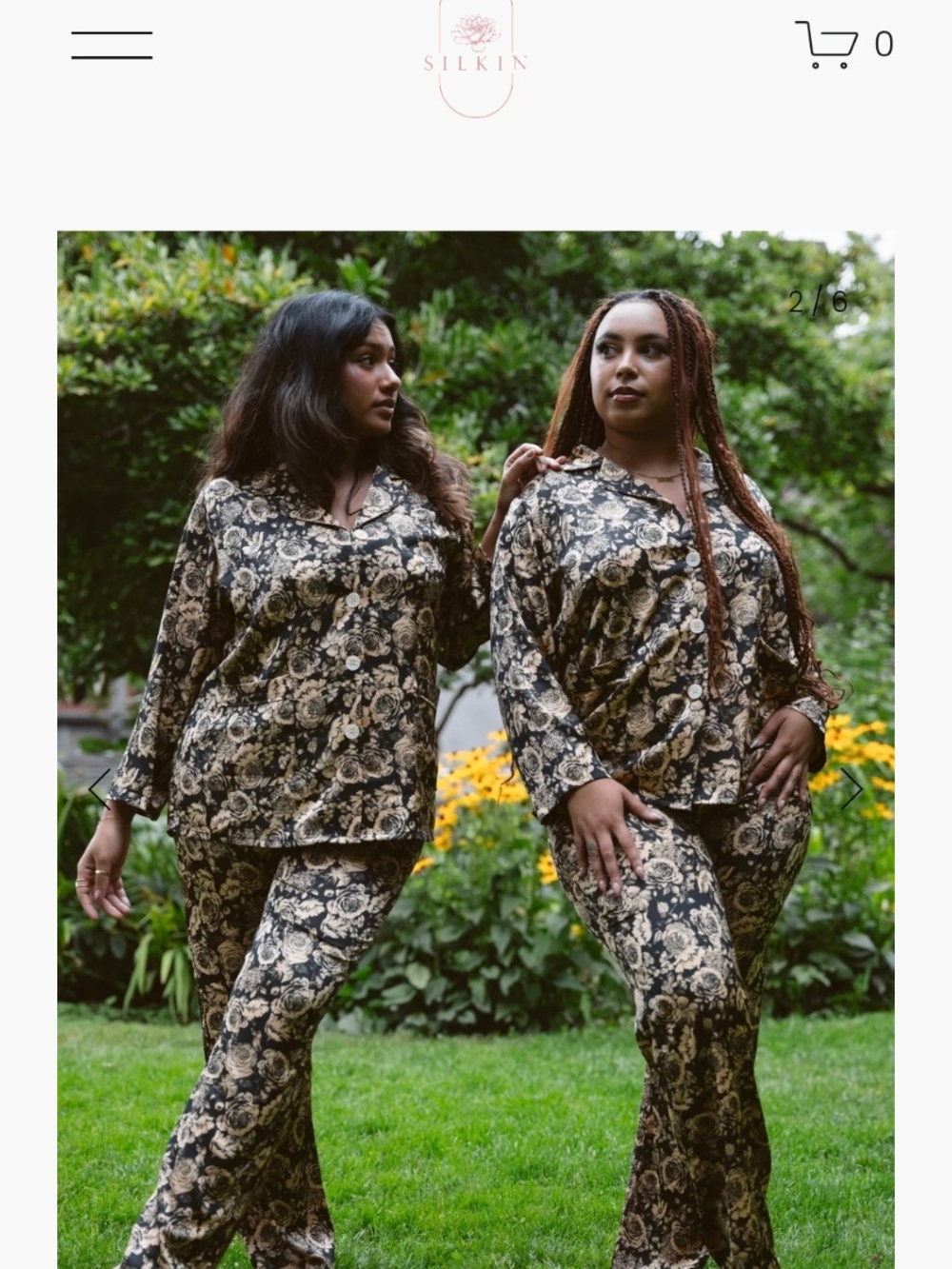Women's 100% Silk Floral Pajama Set/Brand Silkin
